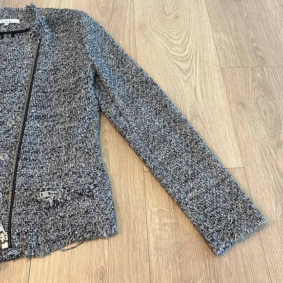 IRO Carlota Asymmetrical Zip Tweed Boucle Jacket sz. 8 - Picture 11 of 12